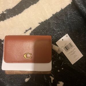 Brown coach Wallet with Gold Logo